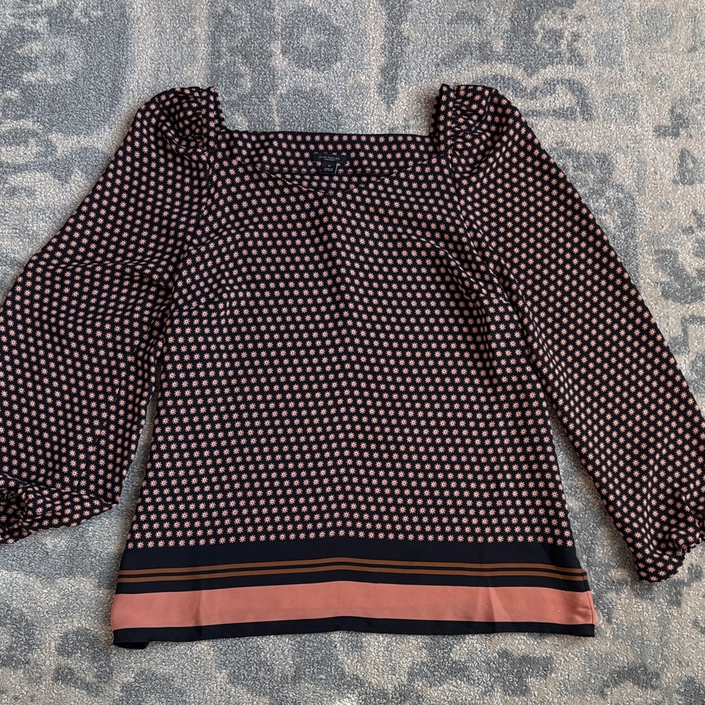 Black and Peachy Pink Silk Top